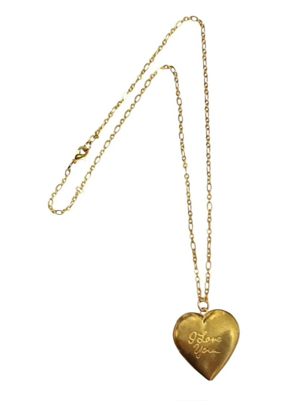 Vintage‎ Oversized I Love You Heart Locket Pendant Necklace, Functional Locket